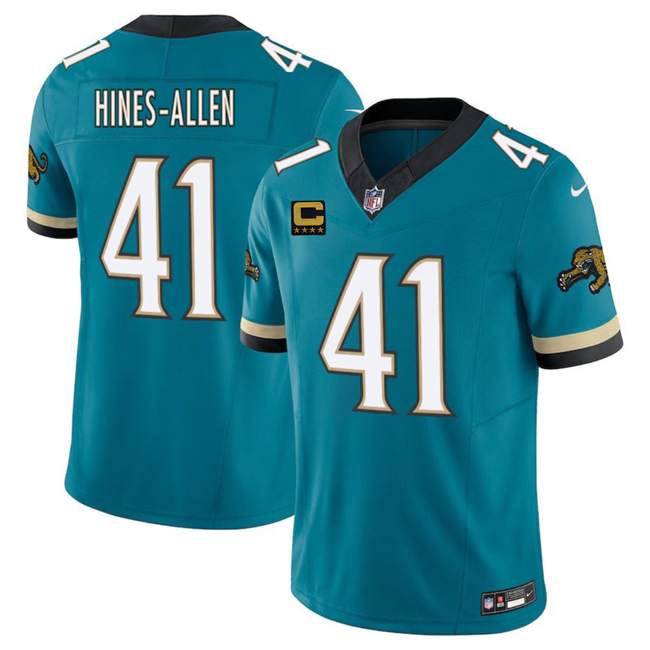 Men's Jacksonville Jaguars #41 Josh Hines-Allen Teal 2025 F.U.S.E. With 4-Star C Patch Prowler Throwback Vapor Limited Stitched Football Jersey